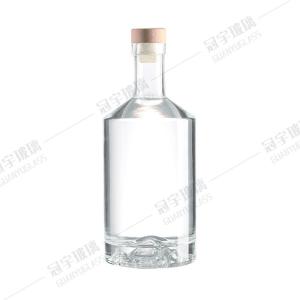 China 750ml Cylindrical Vodka Glass Wine Bottle Glass Bottle with Acid Etch Surface Handling wholesale
