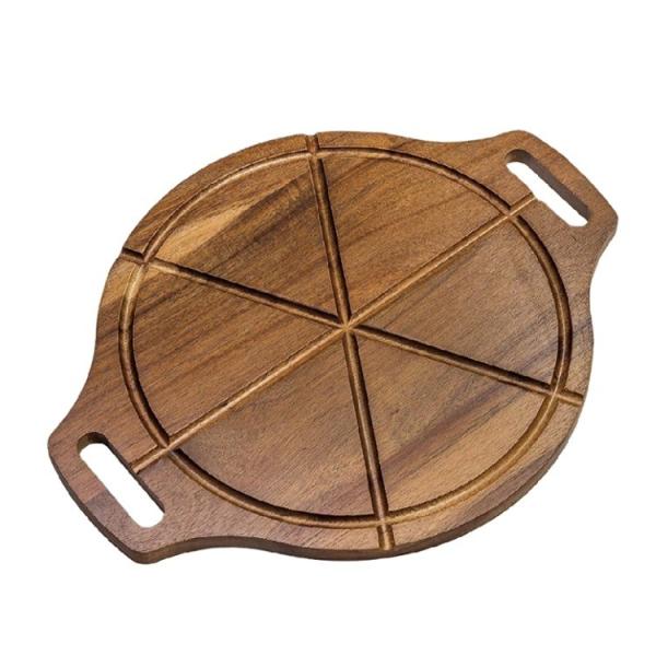 16.5x13x0.5" Customized Bamboo Round Wooden Pizza Cheese Cutting Board With
