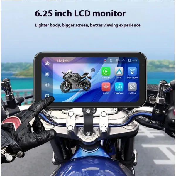 High Sensitivity Touch Screen Motorcycle Tachograph With Carplay Compatibility