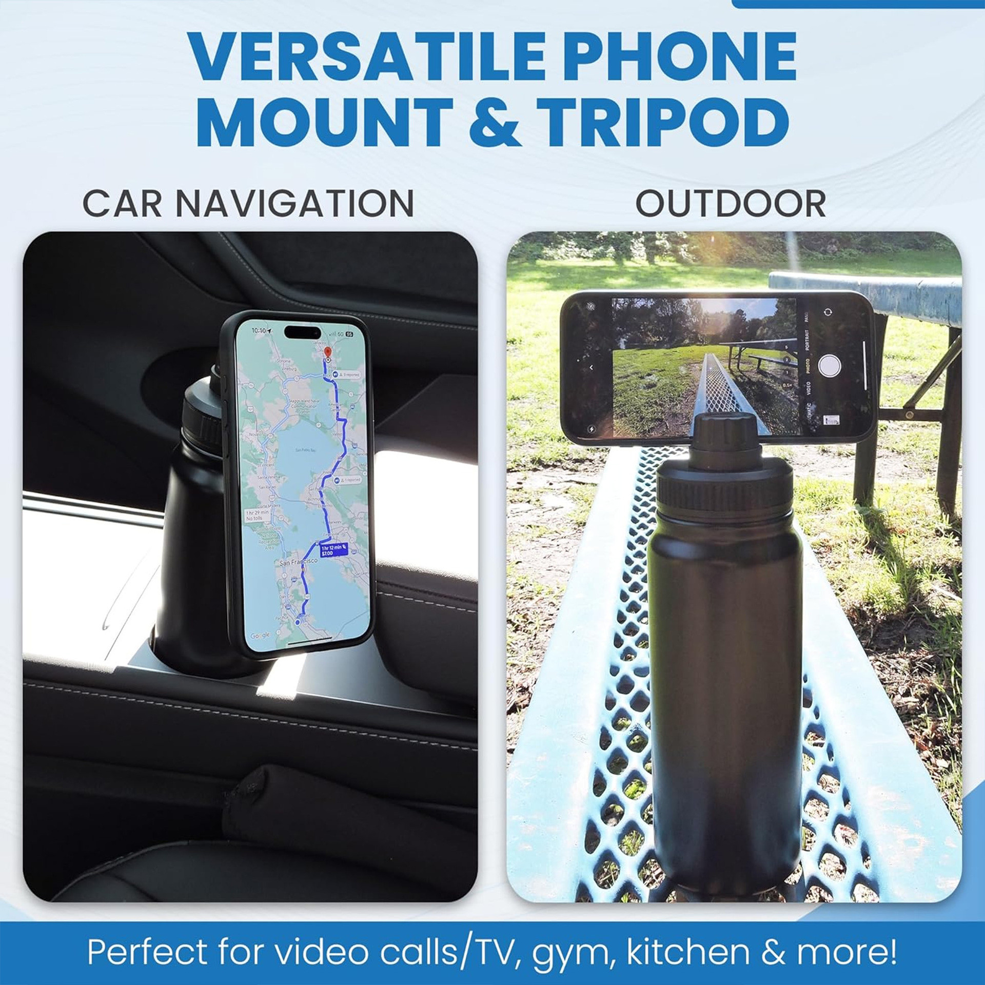 32oz Space Cup With Mobile Phone Magnetic Suction Cover, Stainless Steel Vacuum Wide Mouth Insulated Cup, Large Capacity
