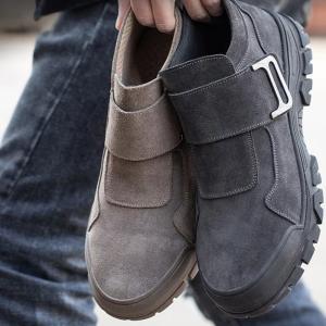 China Comfortable Men's Welding Safety Shoes Suede Work Boots With Rubber Sole Felt Button Kevlar wholesale