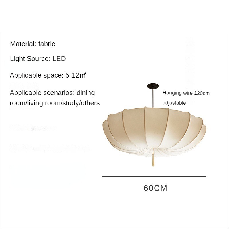 French Cream Bedroom Chandelier Japanese Style Living Room Dining Room Fabric Villa Wabi Sabi lamp(WH-AP-593)