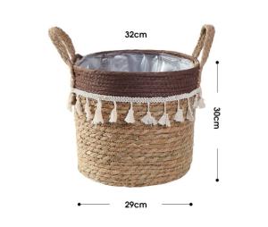 China Handicraft Natural Seagrass Storage Basket With Handle ECO Friendly Kids Toy Clothes Baskets Storage Home Decoractions wholesale