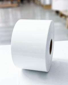 China Clear BOPP Adhesive Jumbo Roll Labels Paper Synthetic Movable Glue wholesale
