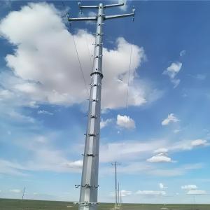 China 10KV Single Loop Polygonal Galvanized Round Post Suspension Steel Tower Poles wholesale