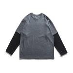 Unisex Casual Two Long Sleeve T Shirt Men Women Spring Autumn Stitching Color