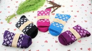 China Classic christmas patterned design customized factory cozy wool dress hosiery for women wholesale