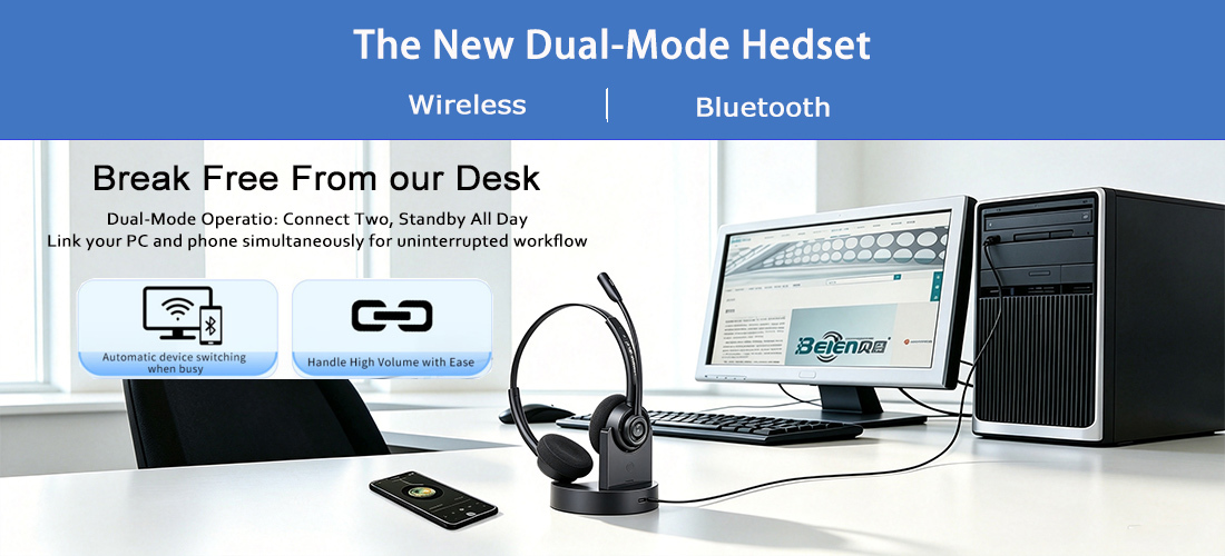 BT108 Series Dual Mode Good Wireless Headset For PC & Mobile