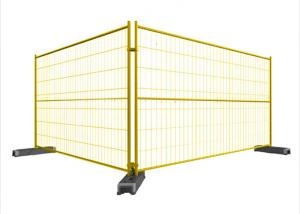 China Yellow Galvanized Canada Temporary Construction Fence Panel With Clips And Base wholesale