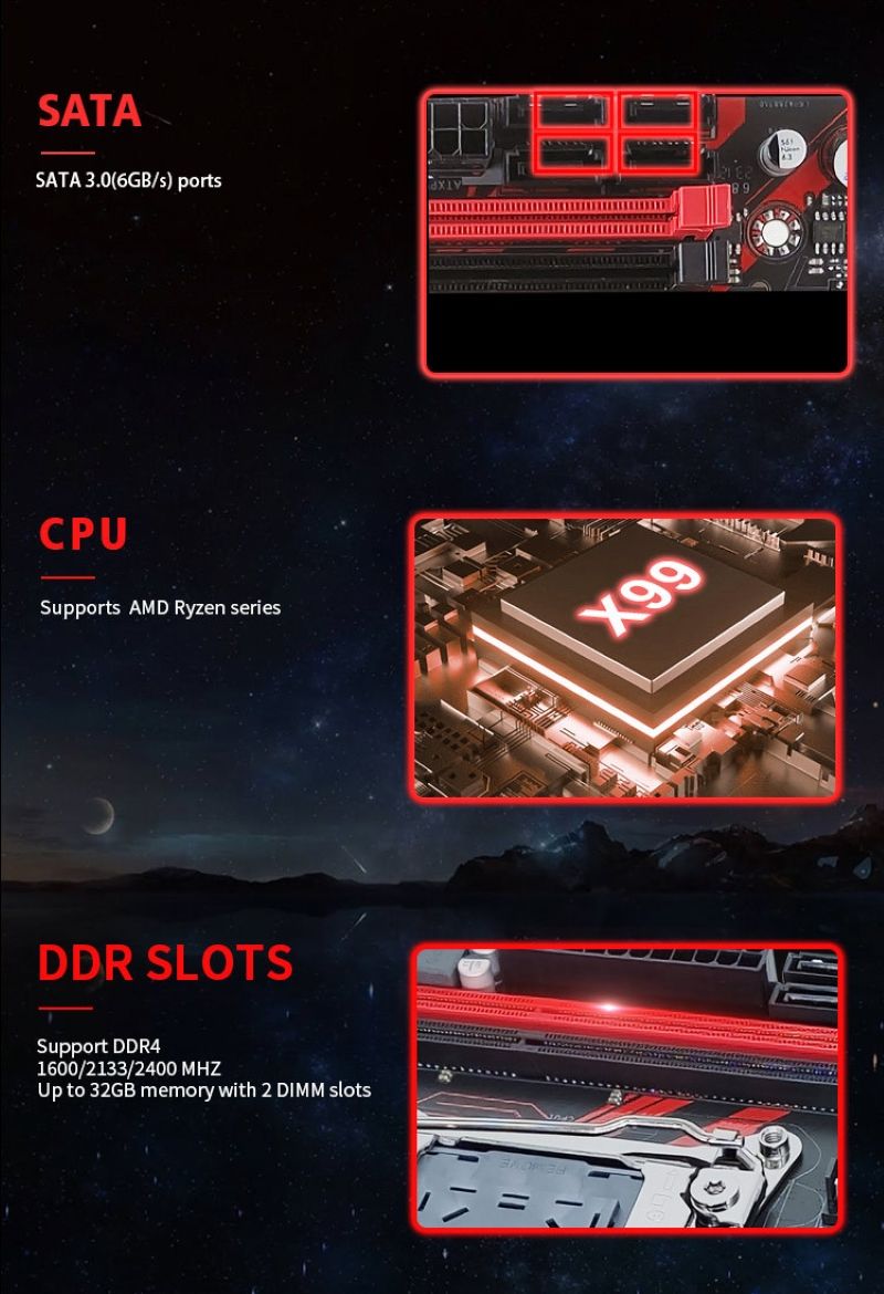 Customized High quality motherboard LGA 2011 motherboard X99 chip for game computer support E5 v3/v4 CPU