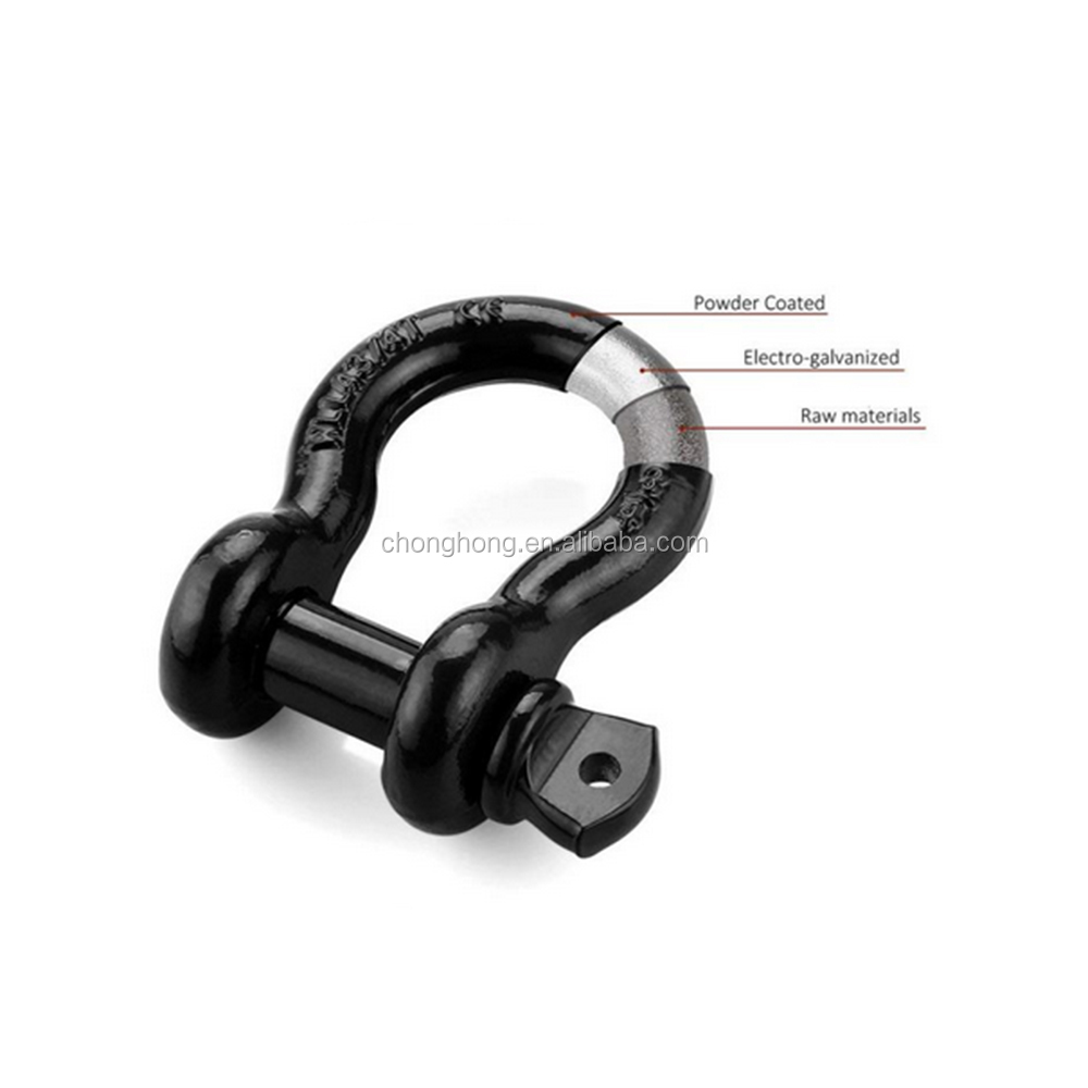 Black Bow Shackles for 4WD Offroad Galvanized D Ring Shackle Buckle