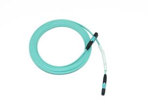 China 3.0mm LSZH Jacket 12 Core OM3 MPO Cable Aqua Color For 40/100G Connectivity wholesale