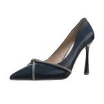 6999-5 European And American Sexy Pointed Toe Cross Rhinestone High Heels