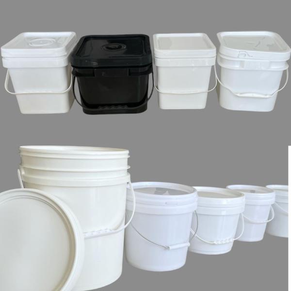 Round Square Plastic Pail 5 Gallon 20 Liter Multi-Purpose Bucket with Easy-Opening