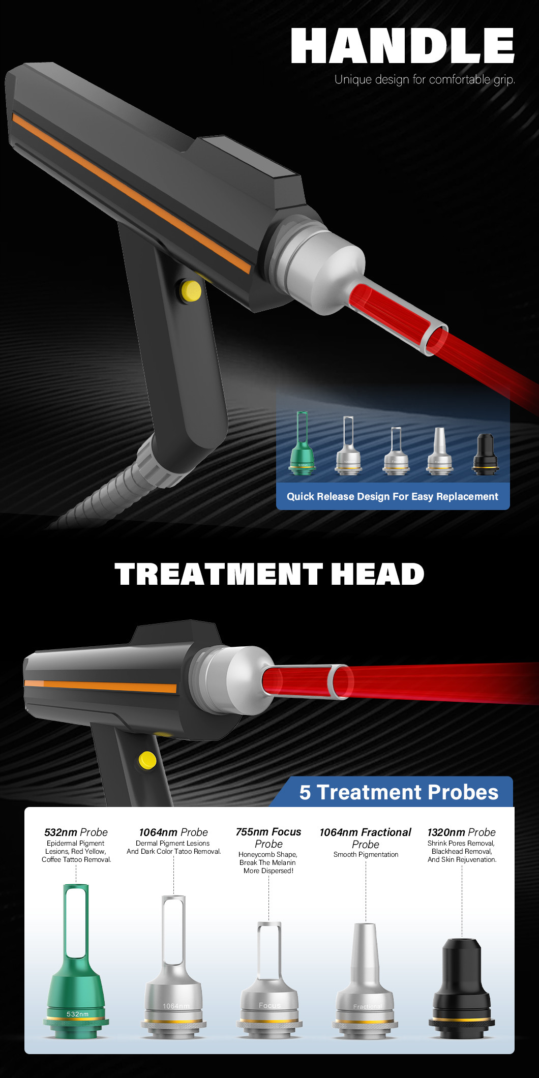 532nm 755nm 1064nm 1320Nm Tattoo Removal Picolaser Picosecond Laser Profesional Beauty Machine