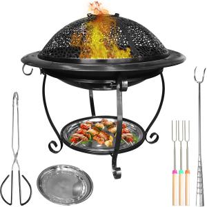 China 22'' Wood Burning Barbecue Fire Pit For BBQ Grill Backyard Garden Patio Camping Beach wholesale
