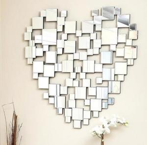 China Heart Shape Modern Decorative Wall Mirrors , Venetian Large Silver Wall Mirror on sale