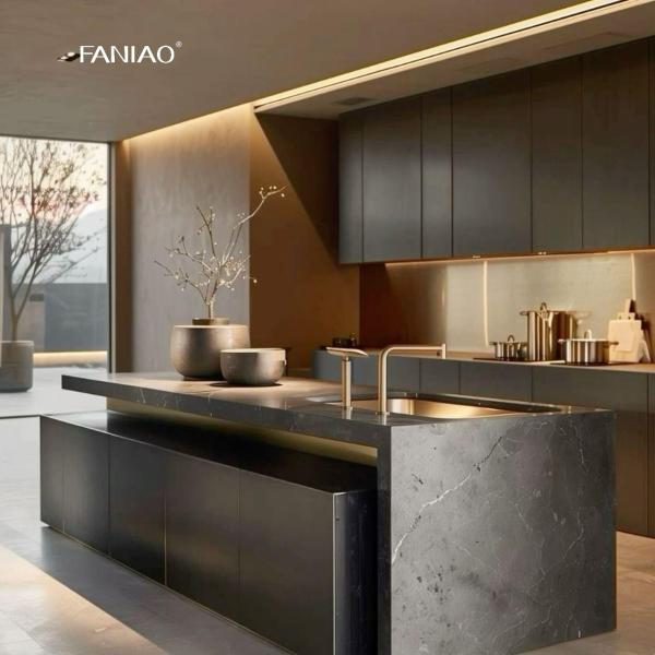 Cabinets Supplier Modern Island Kitchen Designs Complete Metal Laminate Glossy