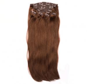 China Dual Weft Virgin Clip In Hair Extensions / Straight Remy Human Hair Clip In wholesale