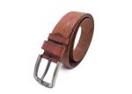 Tan Color Embossed Leather Belt Prong Buckle Adjustable 4.0mm Thick