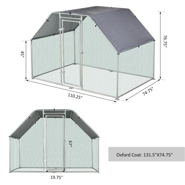 9x6ft Metal Chicken Coop Run For Farm Poultry