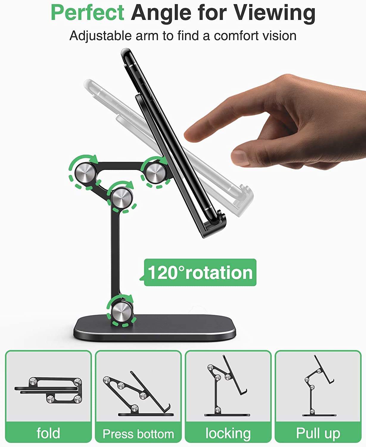 Foldable Lazy Smart Desk Cell Phone Holder For iPad Tablet Mobile Aluminum Alloy Desktop Phone Stand Lightweight and Durable Design