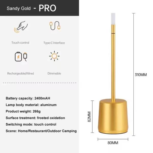 2700k Warm Light Metal Led Table Lamp Charging Touch Dimmer Bedside Lamp