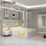 PU Leather MDF Bedroom Sets Furniture Modern Control Gold Side Table Night Lamps