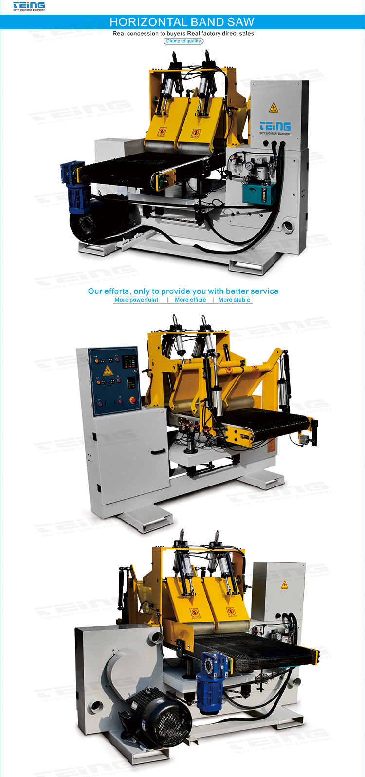 Wood Plate Cutting CNC Automatic Horizontal Band Saw Machine with 15kw Main Motor Power