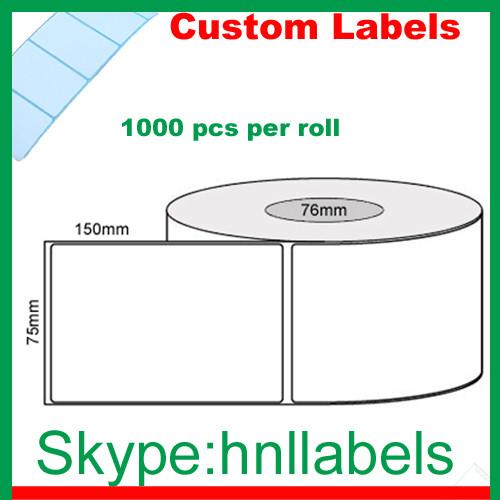 Thermal Transfer Labels 75mmX150mm/1 Plain Gloss Roll Permanent, 1,000Lpr, 76mm