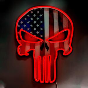 China Neon Signs House Bar Decoration Skull Art Neon Sign Silicone Piping Clear Acrylic Board wholesale