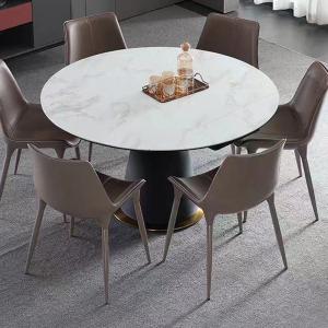 China Seamless White Round Glass Dining Table Contemporary Stainless Steel Base wholesale