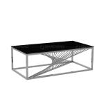 Stable Metal Coffee Table 51x28x30inch Tempered Glass Coffee Table