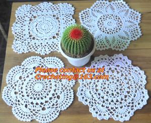 China Crochet Tablecloth Colorful flower Placement, Doilies Cup Mat Pad, Crochet Doilies wholesale