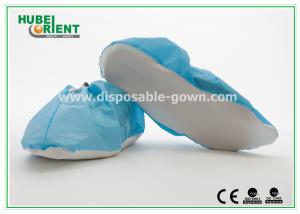 China Disposable Foot Covers Waterproof PP+CPE Shoe Covers With Non Slip PVC Sole wholesale