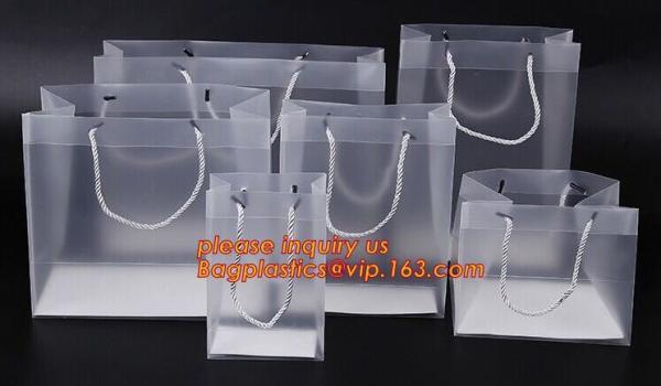 plastic clear heat seal square bottom pp bag with plastic handle,gift bag