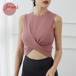 Sexy Sleeveless Yoga Sports Bras Ultra Feminine Front Wrap Detail Tank Crop Tops