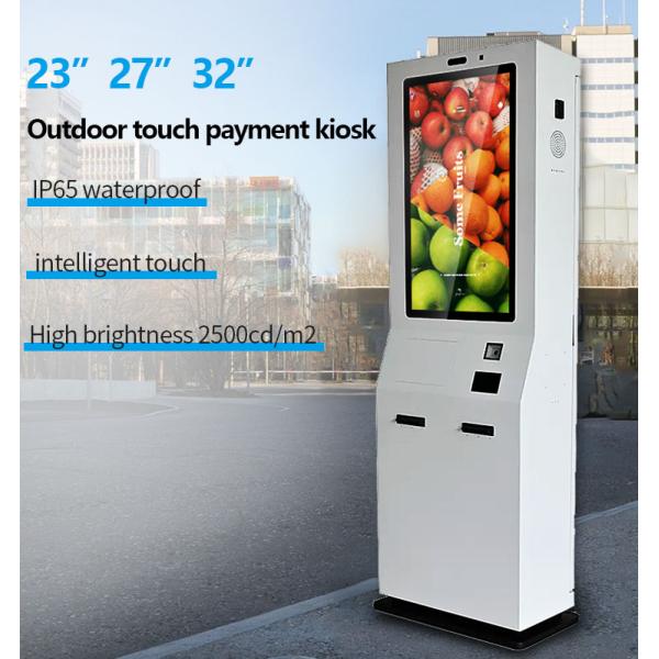 32 Inch Outdoor Capacitive Self Service Touch Screen Kiosk With Printer And Scanner