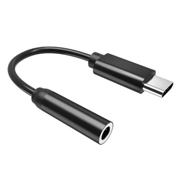 Black TPE External 3.5MM Aluminum Alloy Shell Type C To Female Stereo Audio