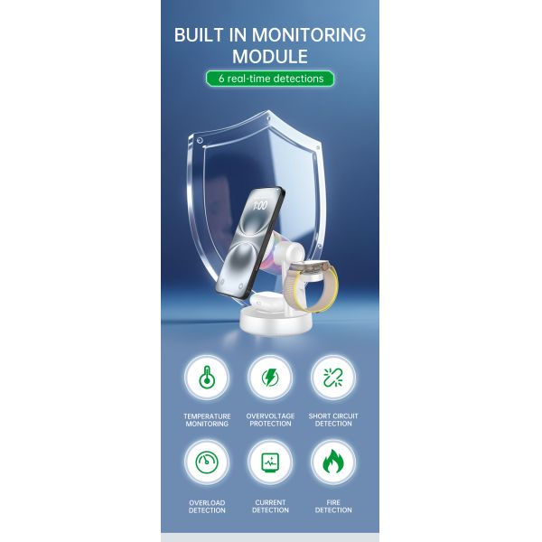 Qi2.2 5 in 1 Magnetic Wireless Charging Station with Bluetooth Speaker for iPhone, Android Phone, Apple Watch, AirPods