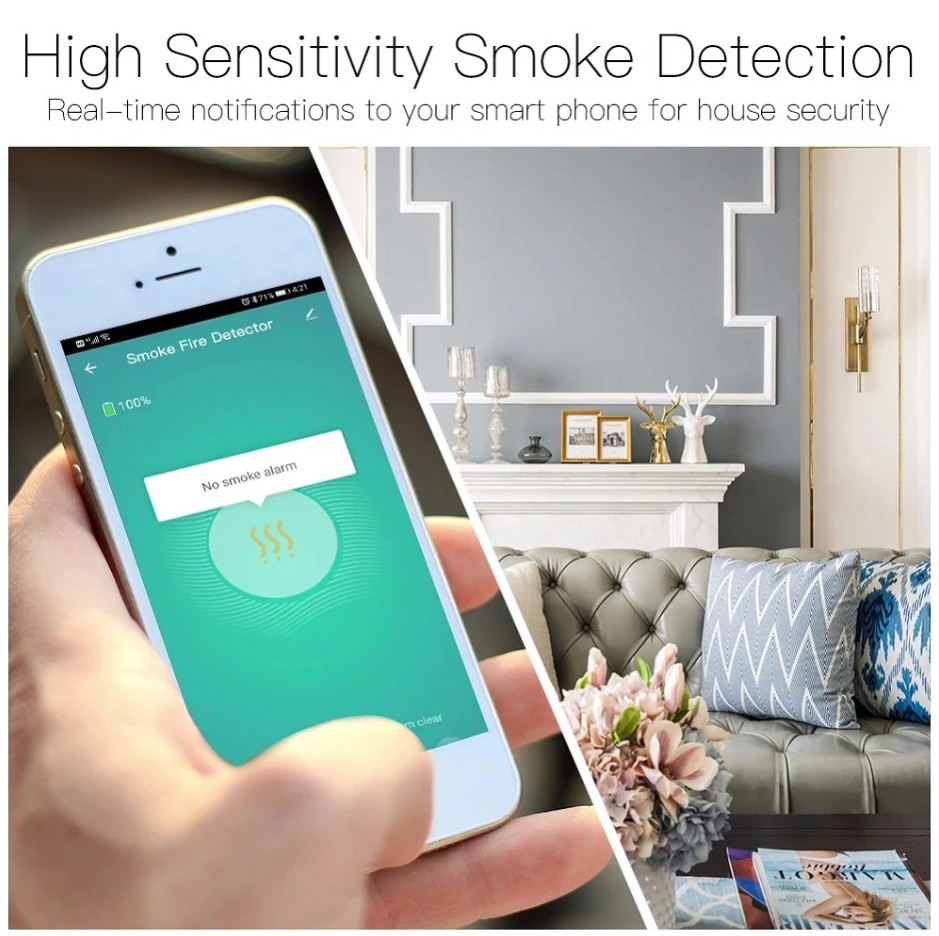 Zigbee Smart Home Smoke Fire Alarm Sensor Detector Home Security System Battery-powered Alarm Wireless Smart Life