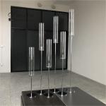 Crystal Decorative Wedding Candle Holder High Glass Tube Single Silver Metal 43"