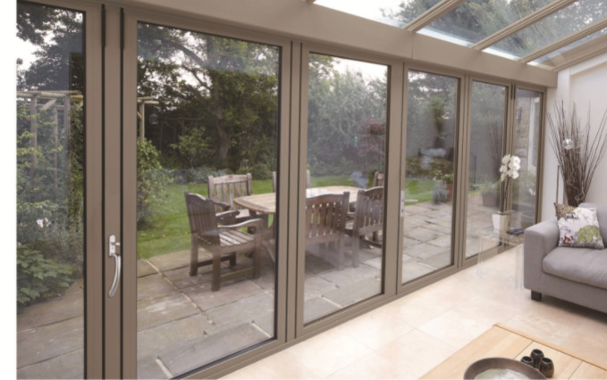 Soundproof Aluminium Folding Door Black Aluminium Bifold Doors