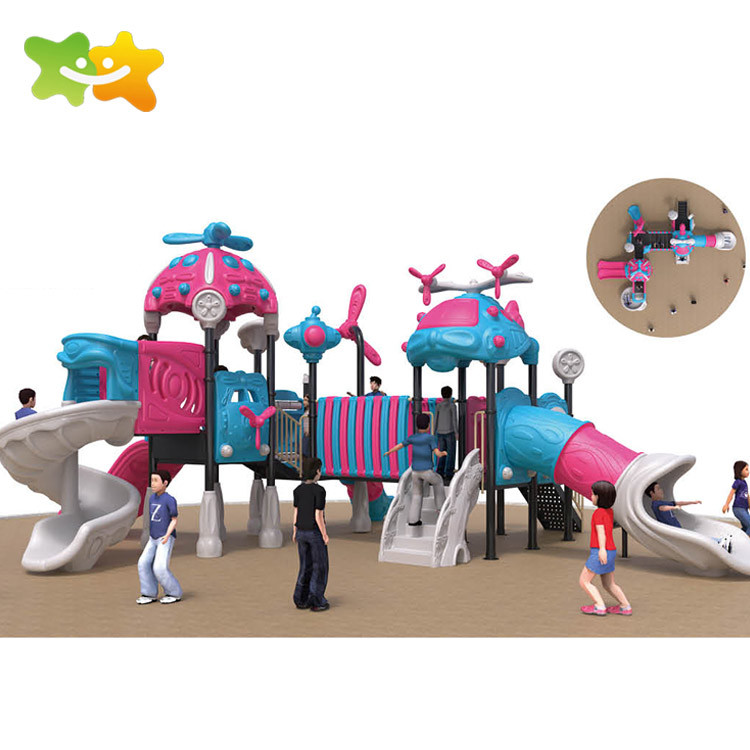 Anti Static Outside Playground Equipment With Children Plastic Slide Sets Toys