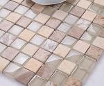 Natural Shell Pearl Subway Glass Tile , Iridescent Glass Mosaic Bathroom Tiles
