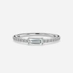 Round Lab Grown Diamond Wedding Band VVS Clarity HPHT Emerald Cut in Prong