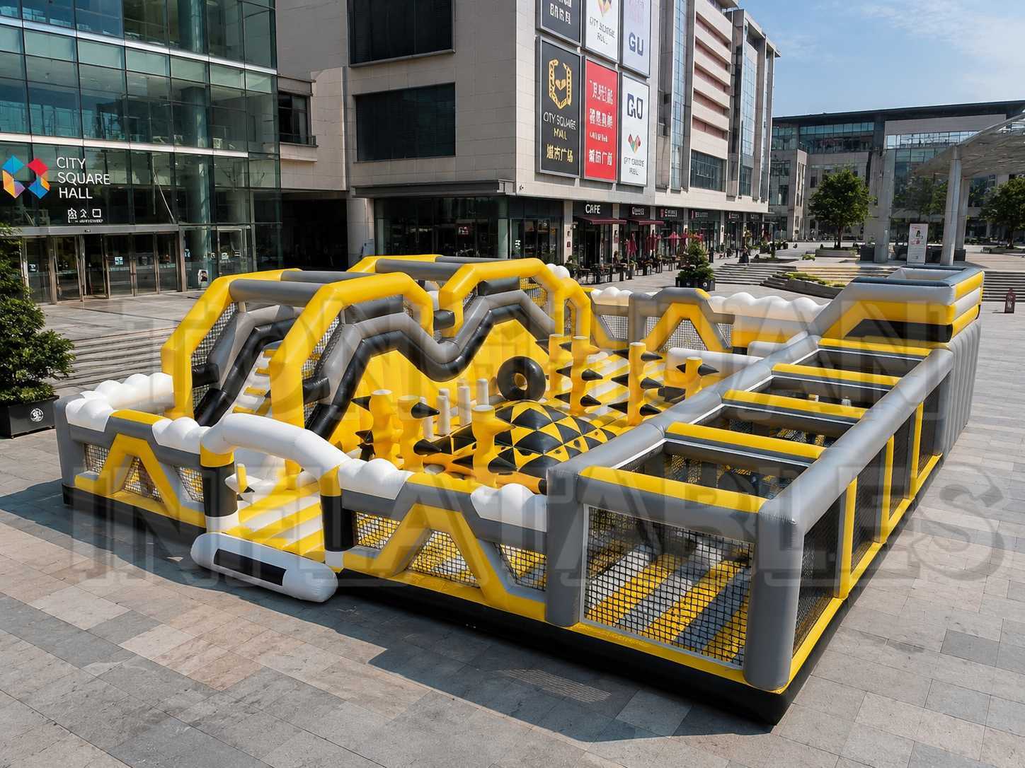 Custom Large Inflatable Obstacle Course with Climbing Walls Tunnels Balance Steps and Challenge Games for Malls Parks Schools and Commercial Rental
