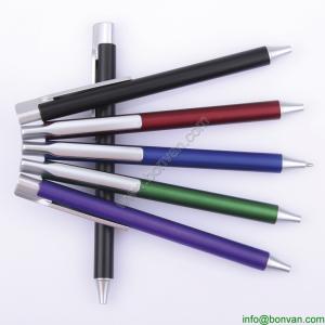 China push retractable promo logo pen,slim style puch ball point pen wholesale