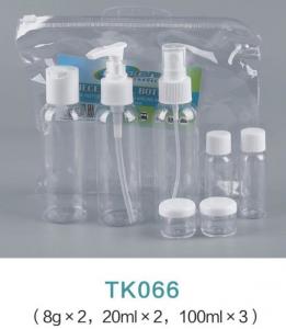 China Clear PVC Cosmetic Travel Bottle Kit Packing Pouch with Slide Ring Zipper on sale