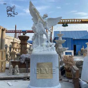 China White Marble Archangel Sculpture Natural Stone St. Michael Statue European Religious Sculpture Classical wholesale